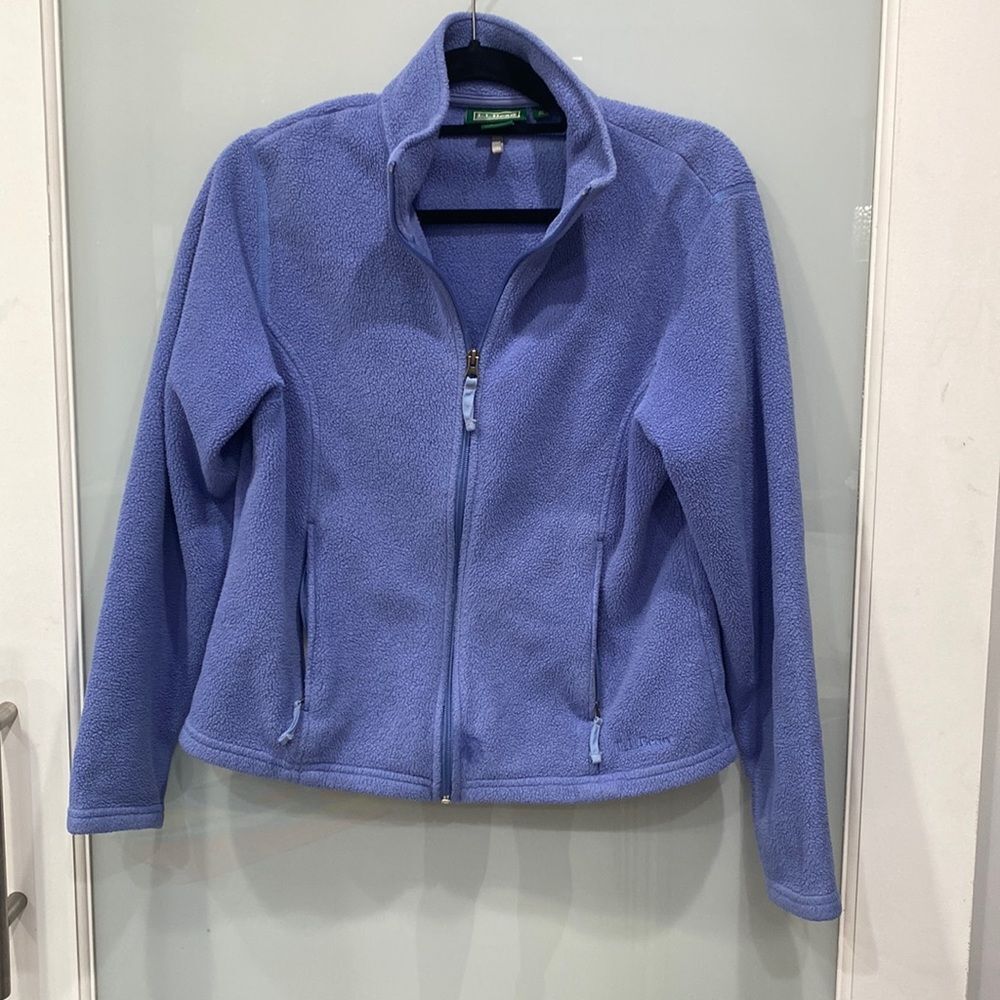 L.L. Bean Women's Blue Purple Fleece Zip Up Fleece Jacket Sz M